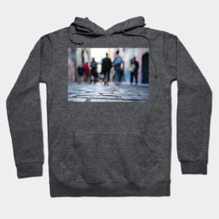 Background abstract street scene of people walking away taken in  Hosier Lane Hoodie